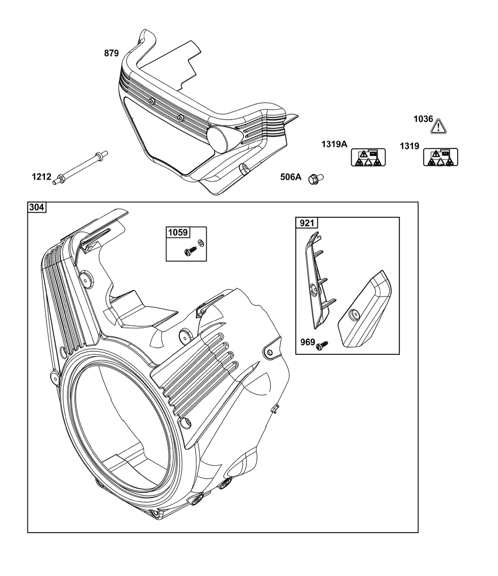 Blower Housing Group Diagram and Parts List for 61A277-0103-J1  Briggs and Stratton Engine